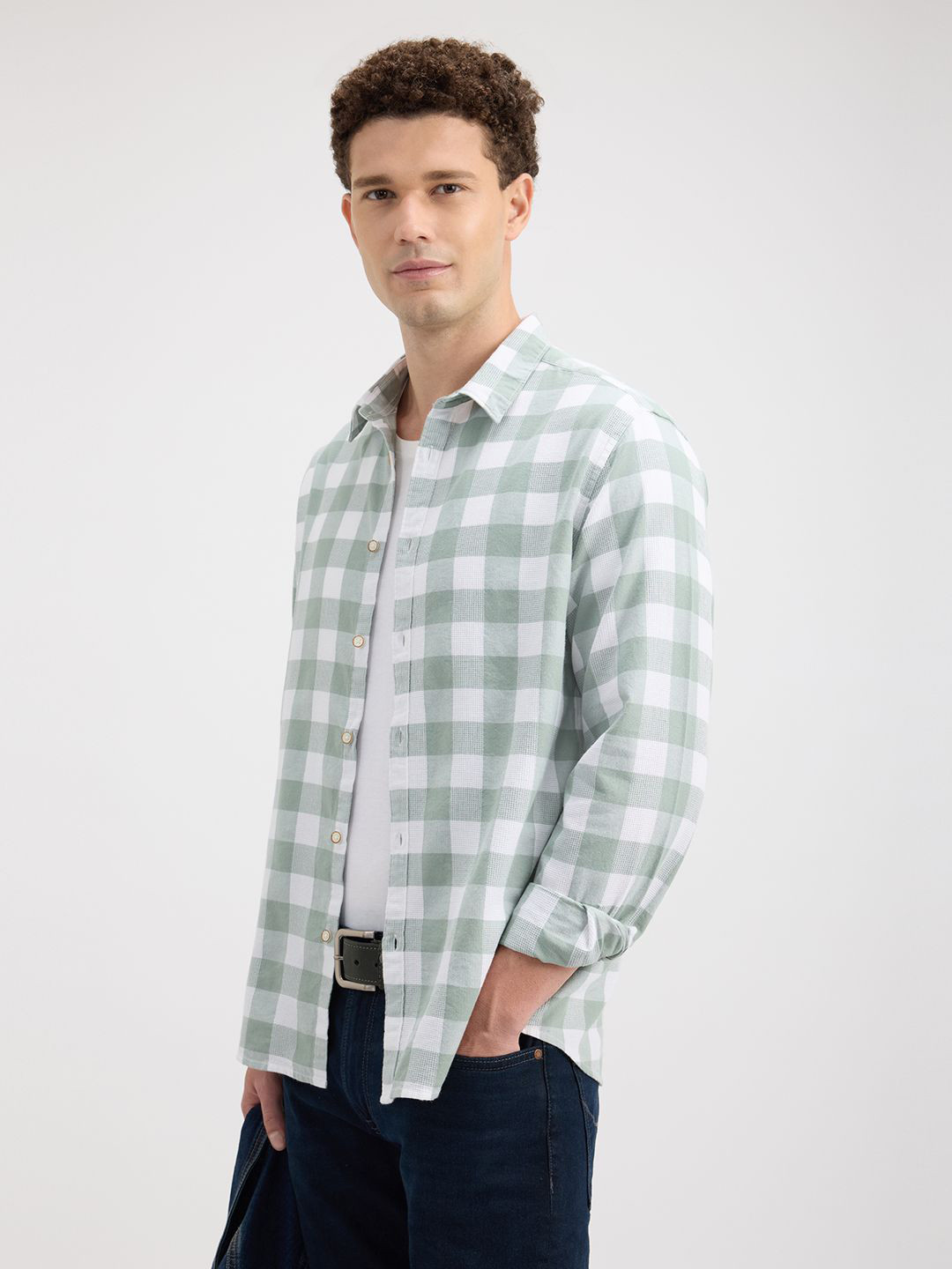Pepe Jeans Tartan Checks Spread Collar Cotton Casual Shirt
