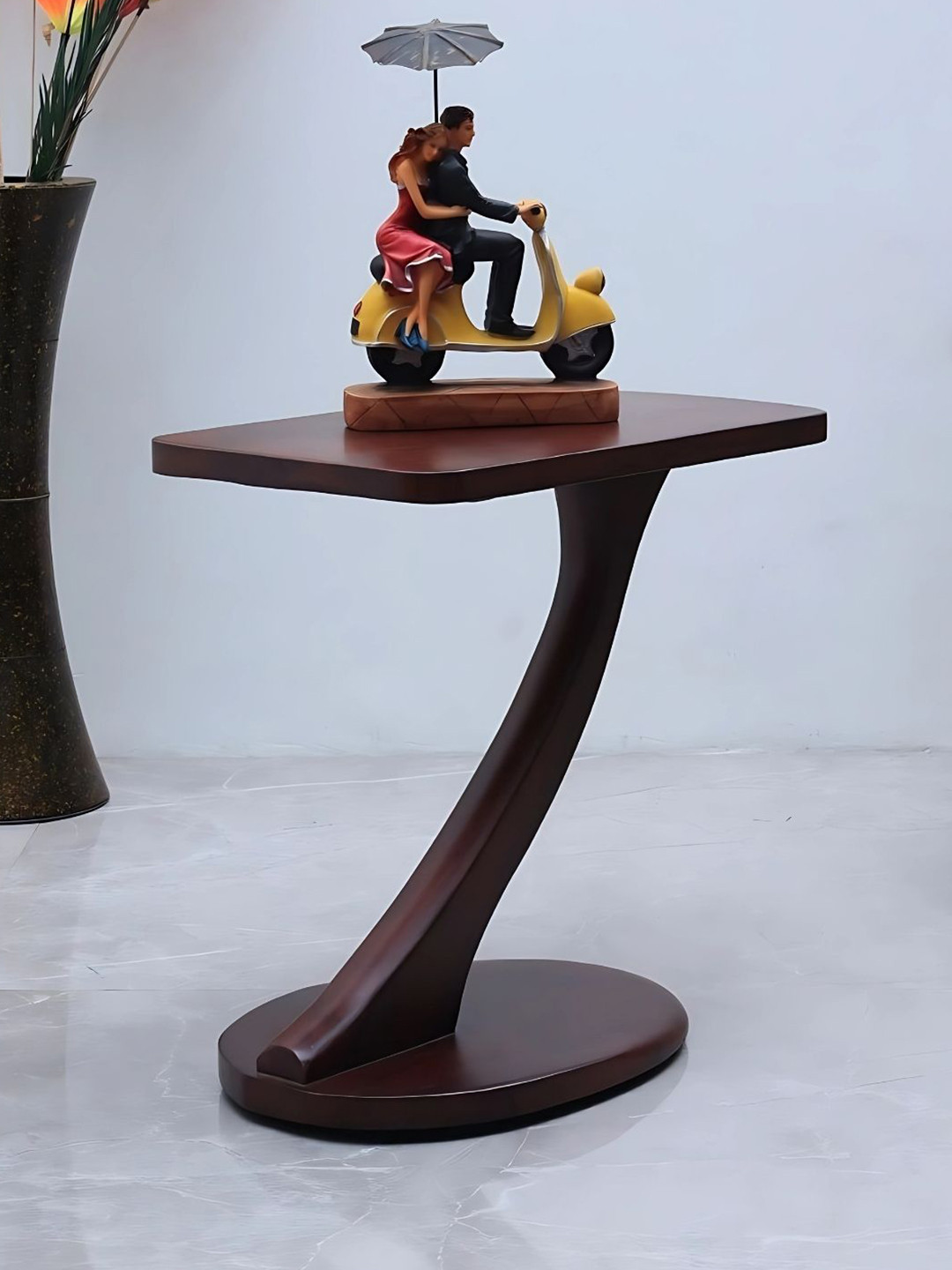 DZYN Furnitures Cascade Teak Brown Rectangle Shaped Melamine Wooden Coffee Table