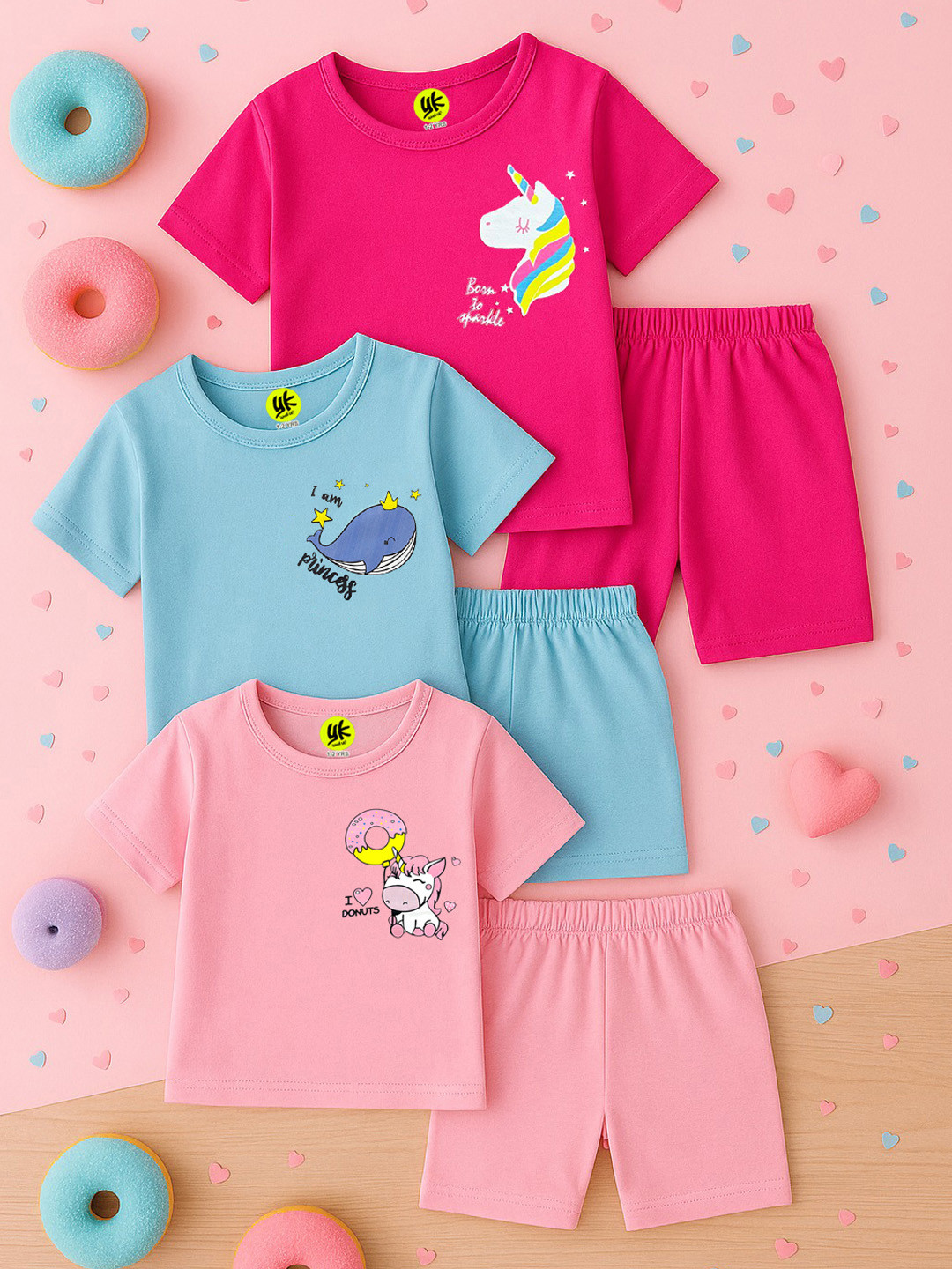 YK Girls Printed T-shirt with Shorts