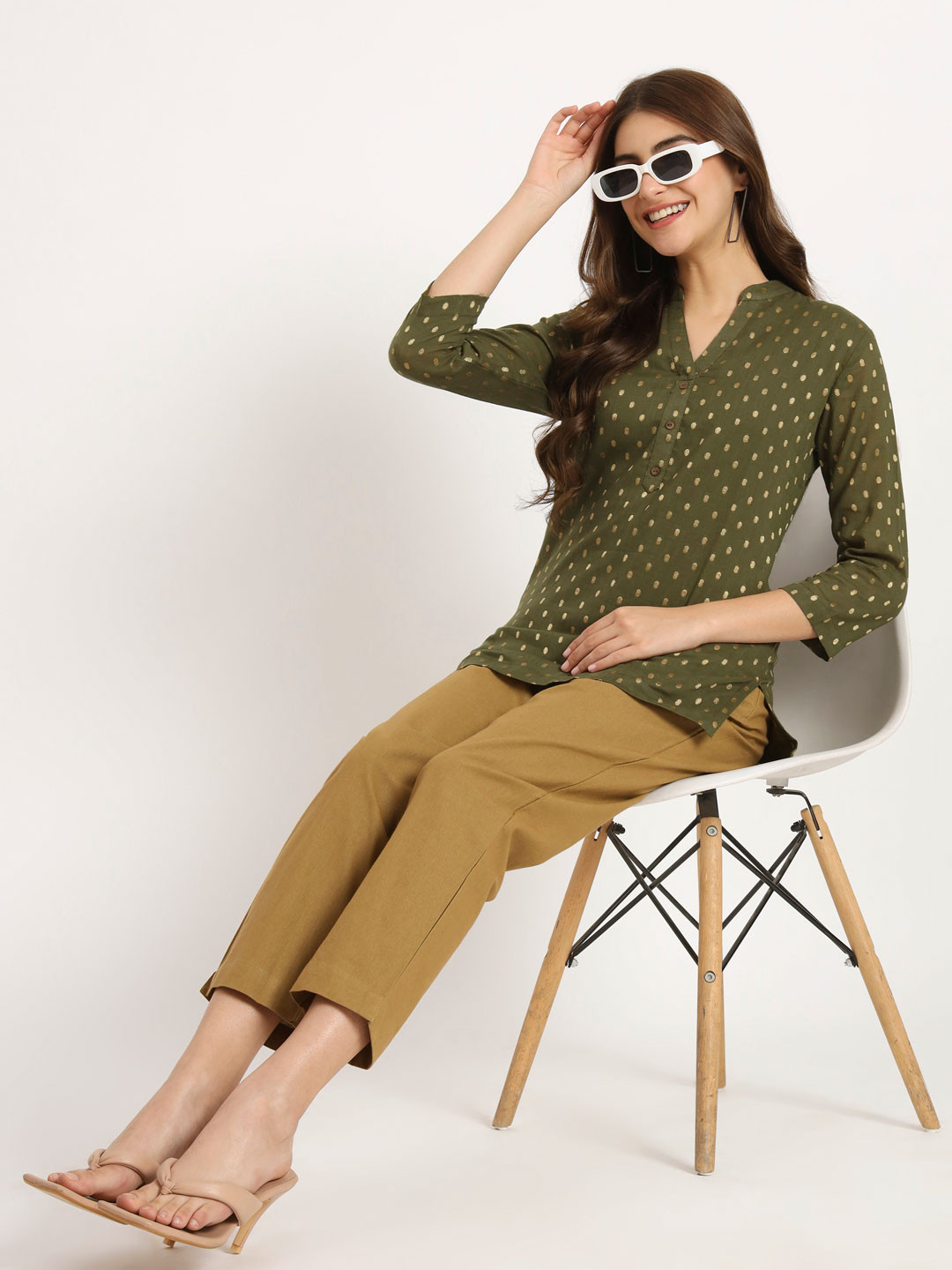 Laad Women Pure Cotton Mid Rise Trouser