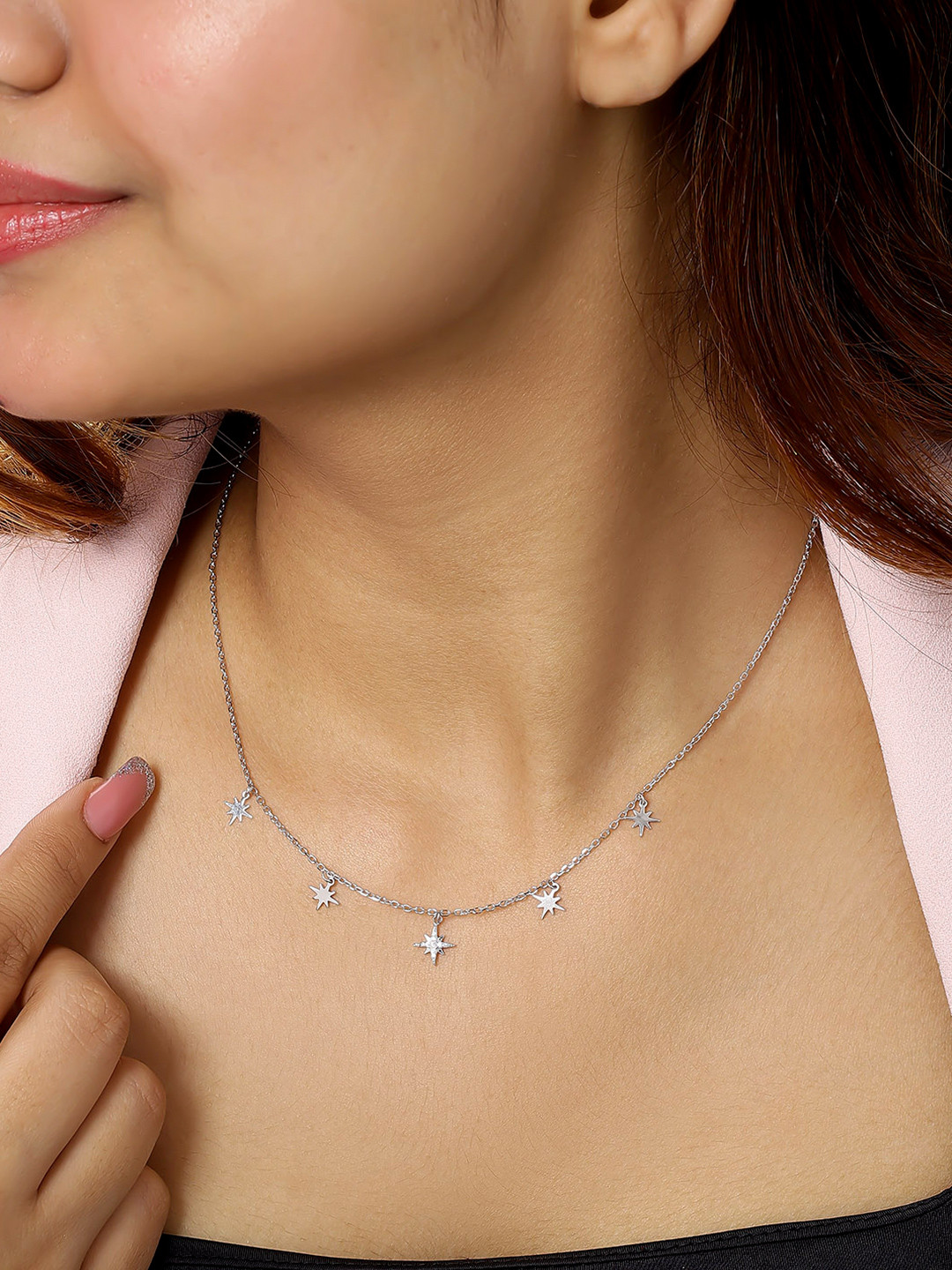 Tweov Jewels 925 Sterling Silver Rhodium Plated Starlight Chain Necklace