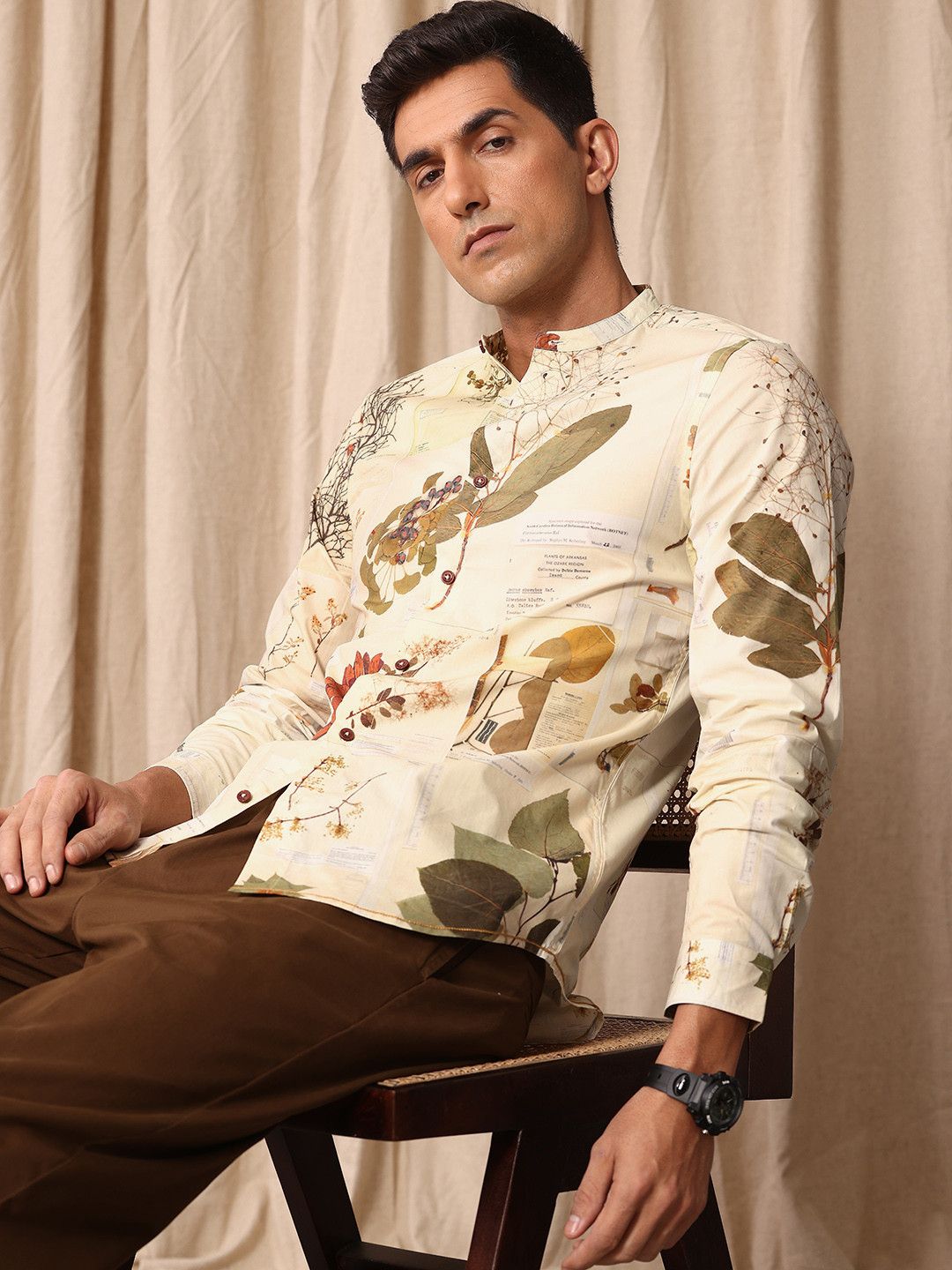 Mr Bowerbird Men Standard Tailored Fit Floral Printed Pure Cotton Casual Shirt