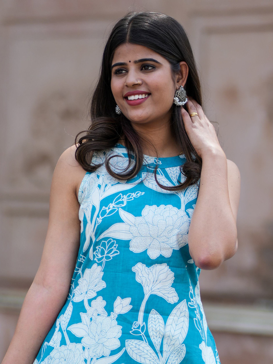 Bahe Kurtiz Cotton Halter Neck A-Line Kurta Set