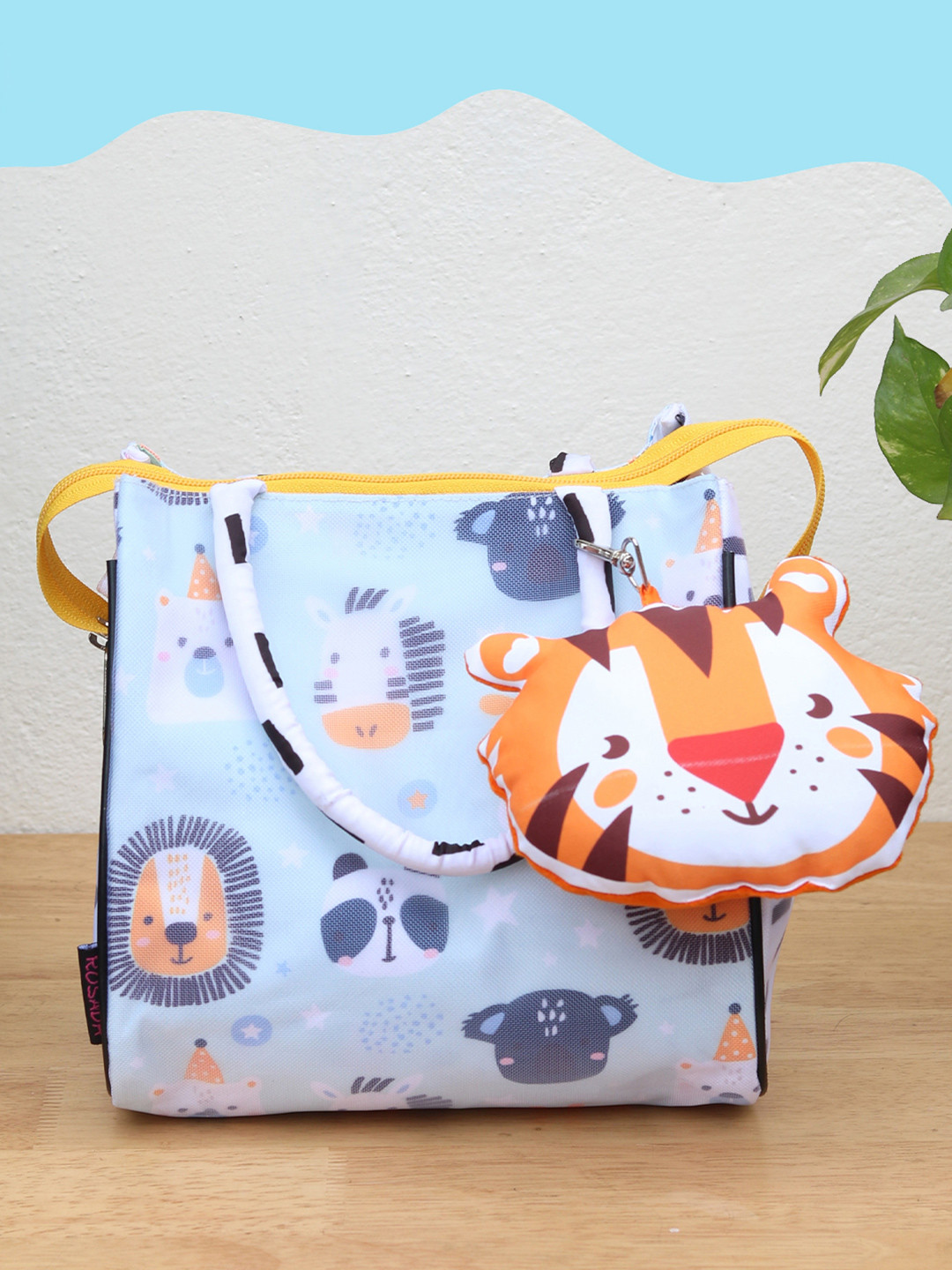 ROSADA Kids Blue Lion Printed Lightweight Waterproof Tote Bag