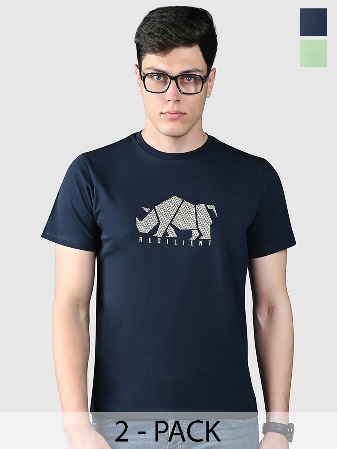 LOUIS STITCH Pack Of 2 Graphic Printed Short Sleeves Pure Cotton T-Shirts