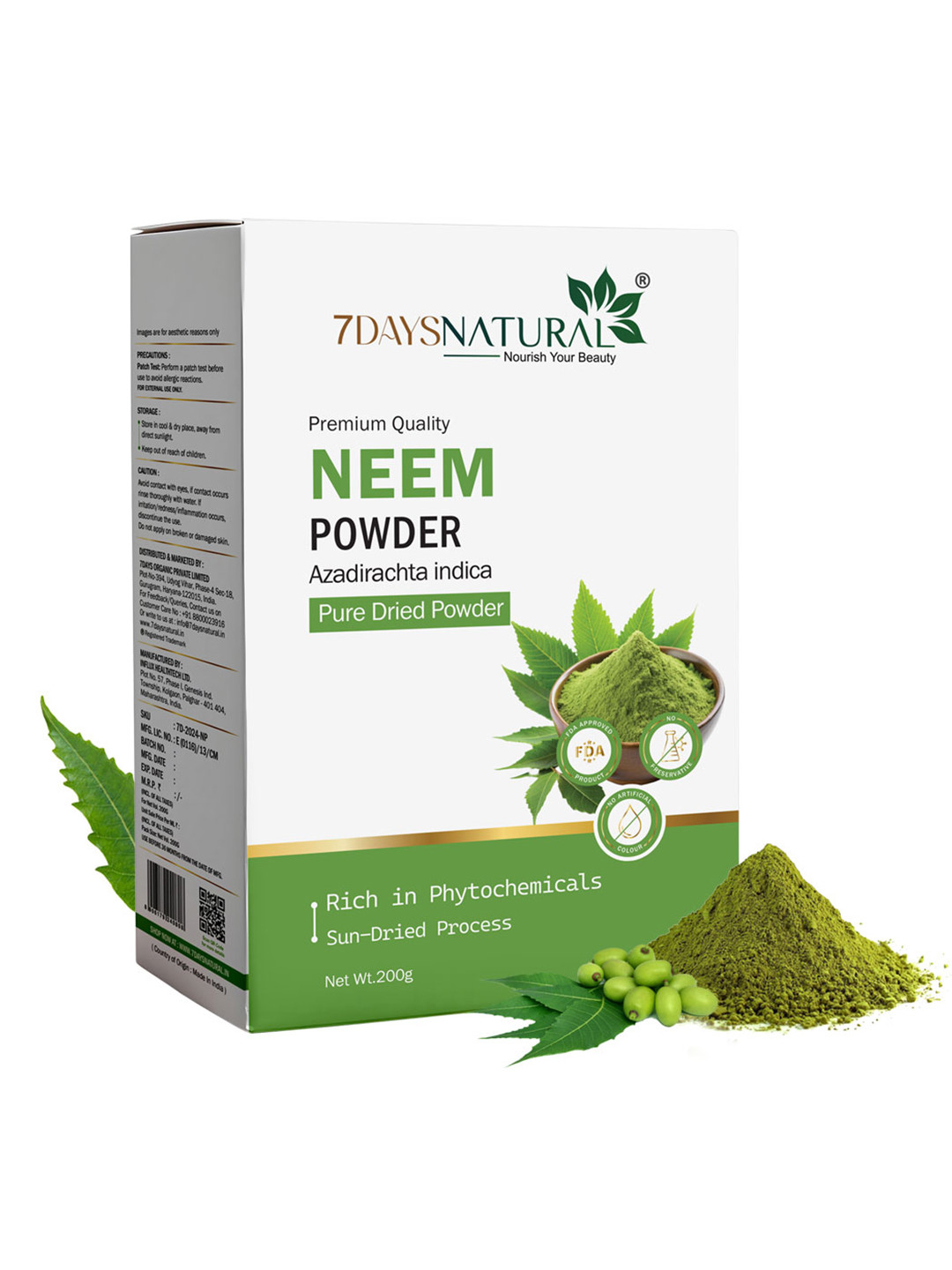 7DAYSNATURAL Natural Neem Herbal Powder Mask For Skin & Hair - 200 g