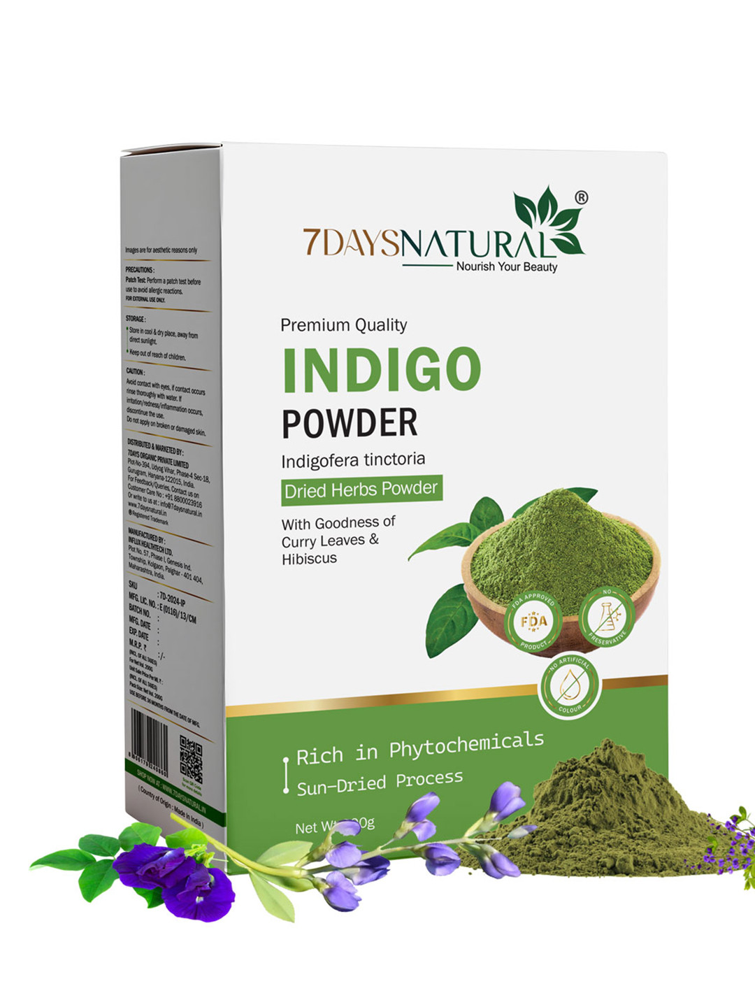 7DAYSNATURAL Natural Indigo Herbal Powder For Face & Hair - 200 g