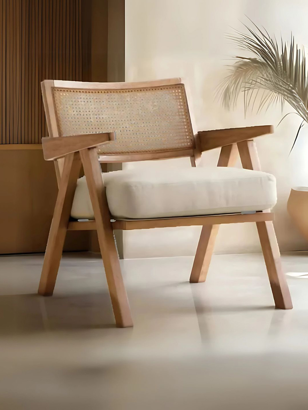 DZYN Furnitures Brown & Beige Velora Wooden Lounge Chairs