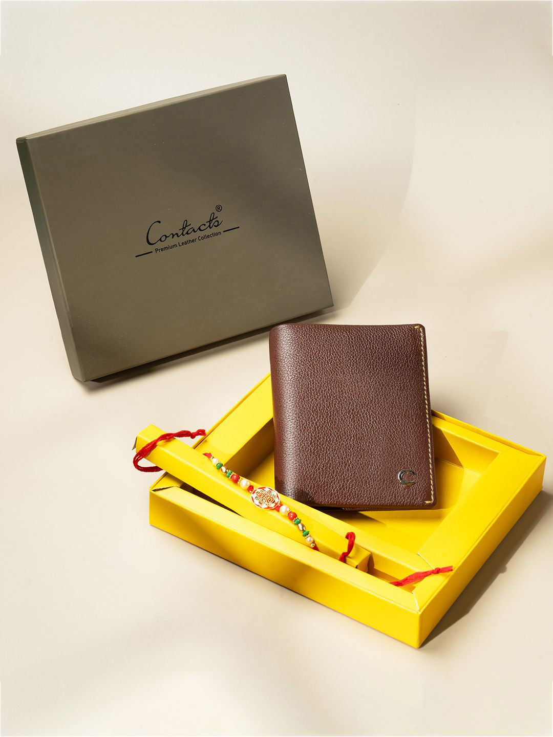 CONTACTS Genuine Leather RFID Wallet With Rakhi