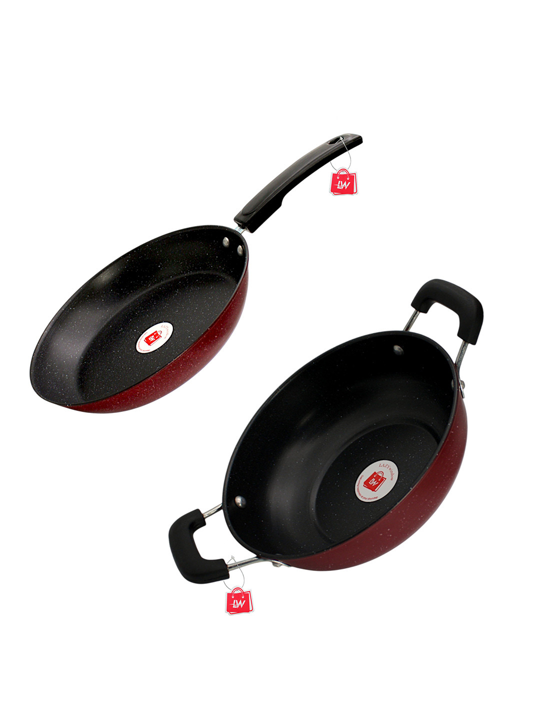 LAZYwindow Maroon Dishwasher Safe Metal Cookware Set of