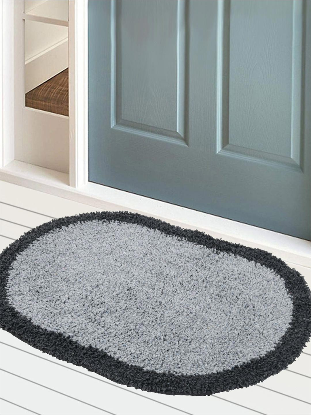 DREAM WEAVERZ Grey Cotton Reversible Bath Rugs