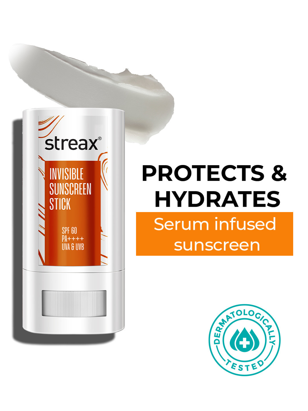 Streax SPF60 PA++++ Invisible Sunscreen Stick with Ceramides & Hyaluronic - 20 g