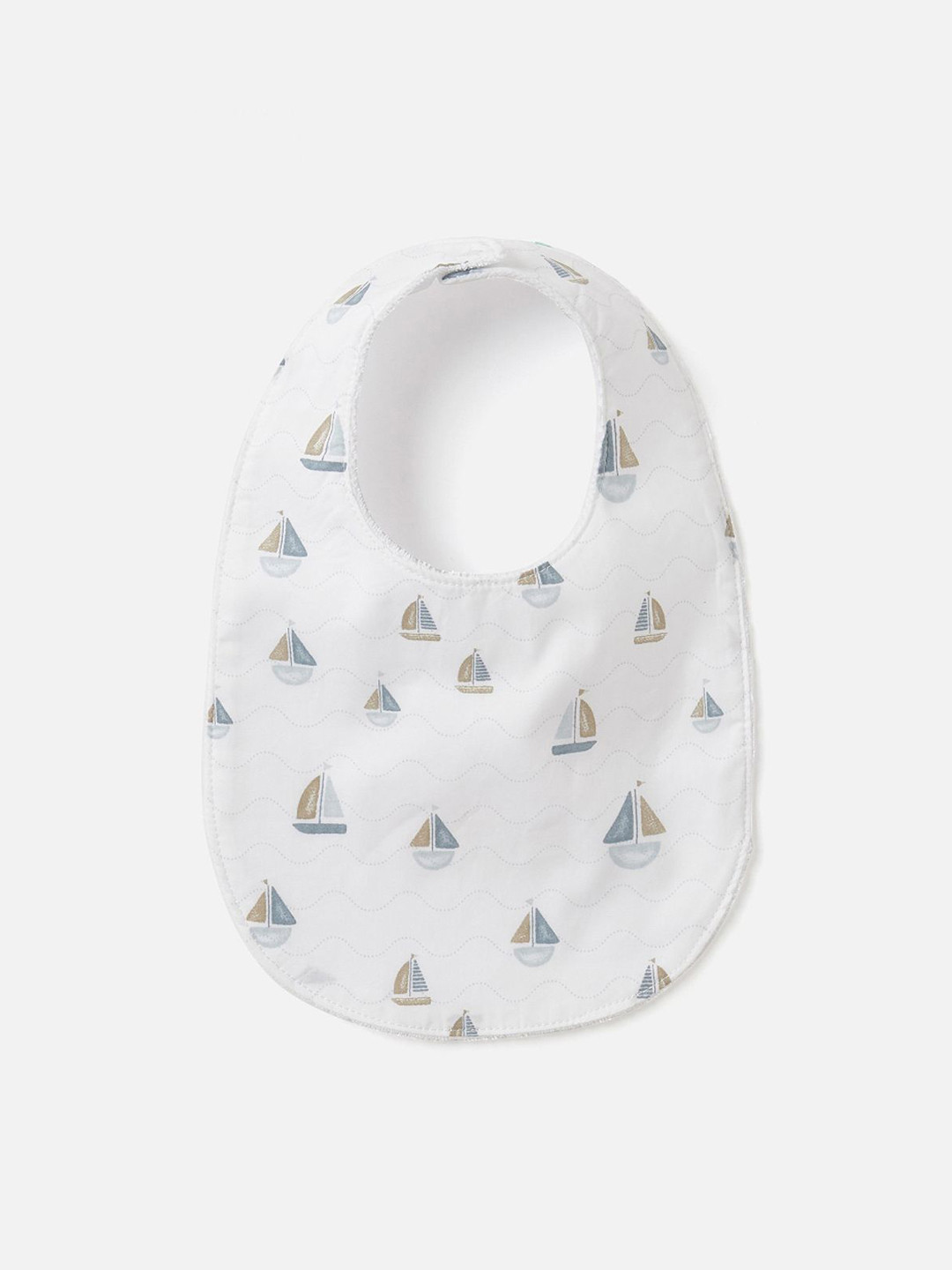 Giggles by Babyshop Infant Boys All-Over Sail Boat Printed Cotton Bibs