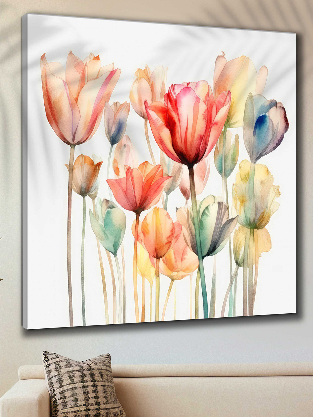 Myntra Elegant Homes White & Peach Flowers Canvas Floral & Botanical Wall Art