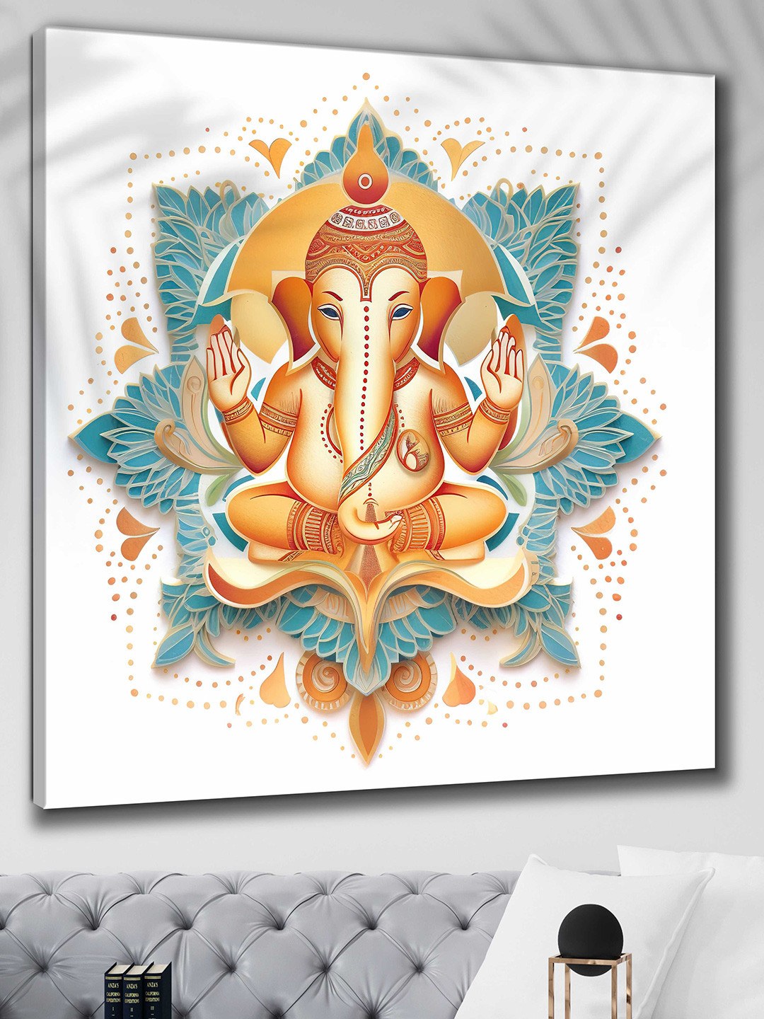Myntra Elegant Homes Lord Ganesa Canvas Wall Square Paintings Wall Art -24x24In