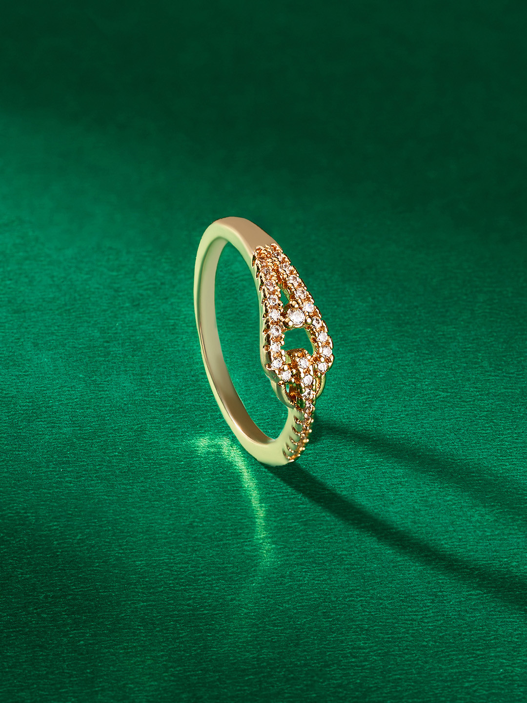 TEEJH Zara Zenith Cubic Zirconia Studded Finger Ring