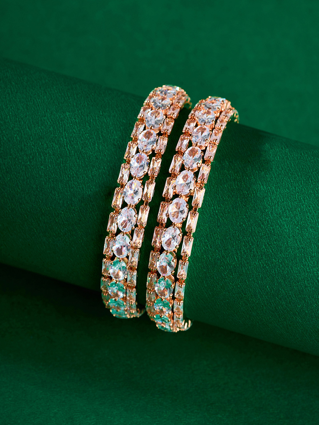 TEEJH Eternaa Set Of 2 Cubic Zirconia Studded Bangles