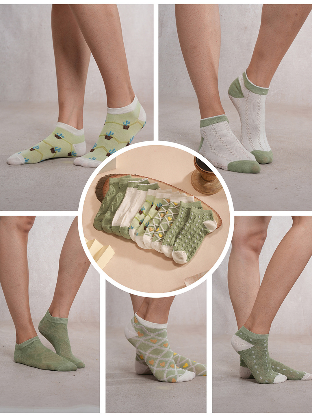 CrossKulture Women Pack Of 5 Pattered Shoe Liner Socks