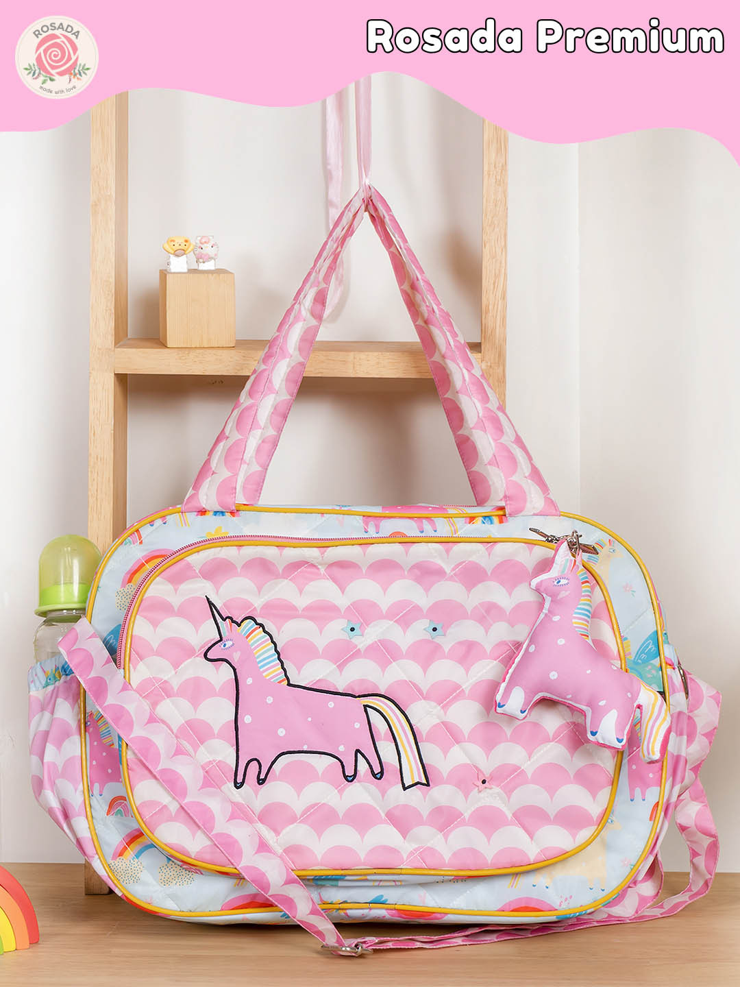 ROSADA Kids Unicorn Printed With Toy Hanging Baby Diaper Bag