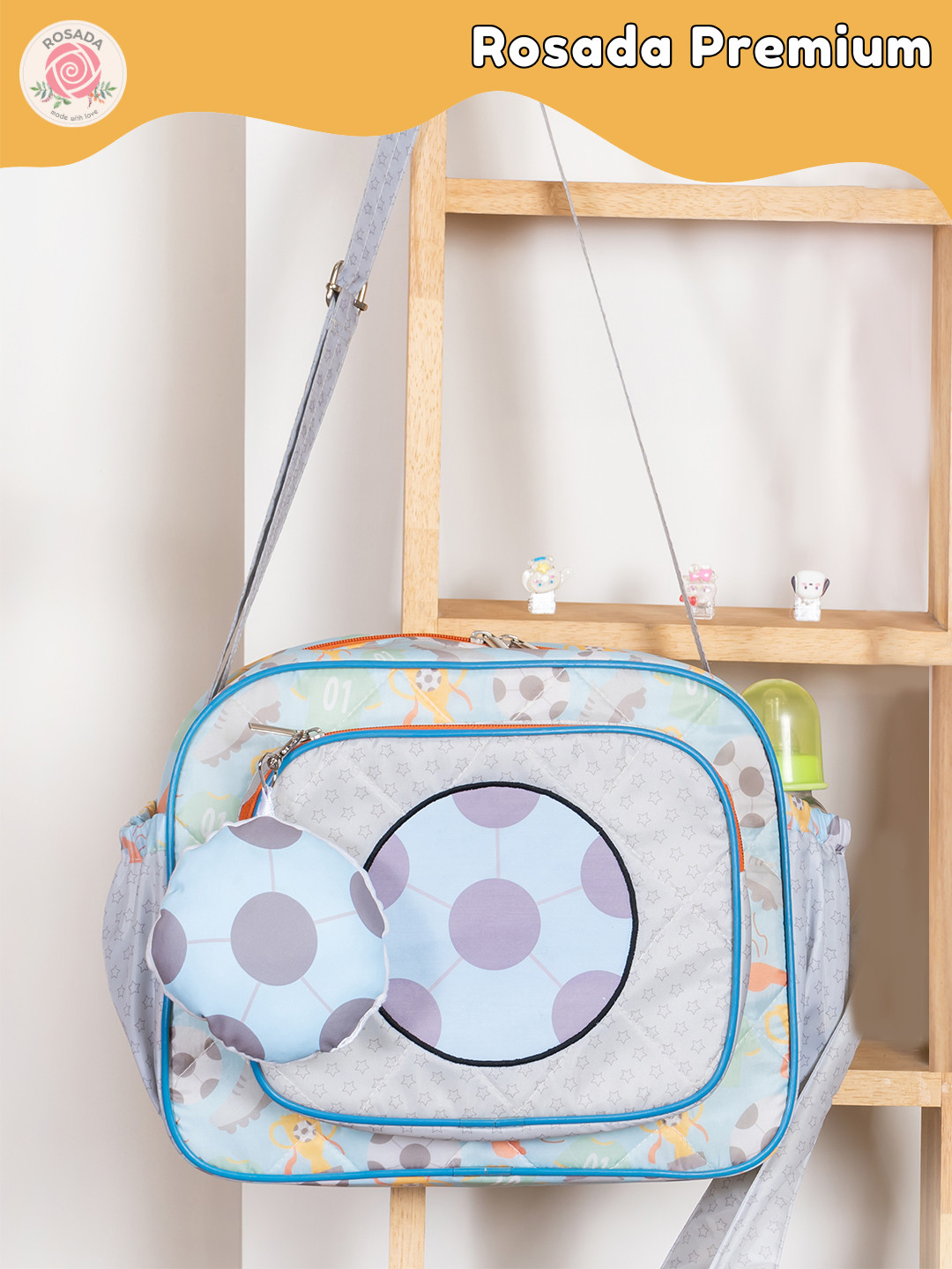 ROSADA Kids Football Champ Printed With Toy Hanging Baby Diaper Bag