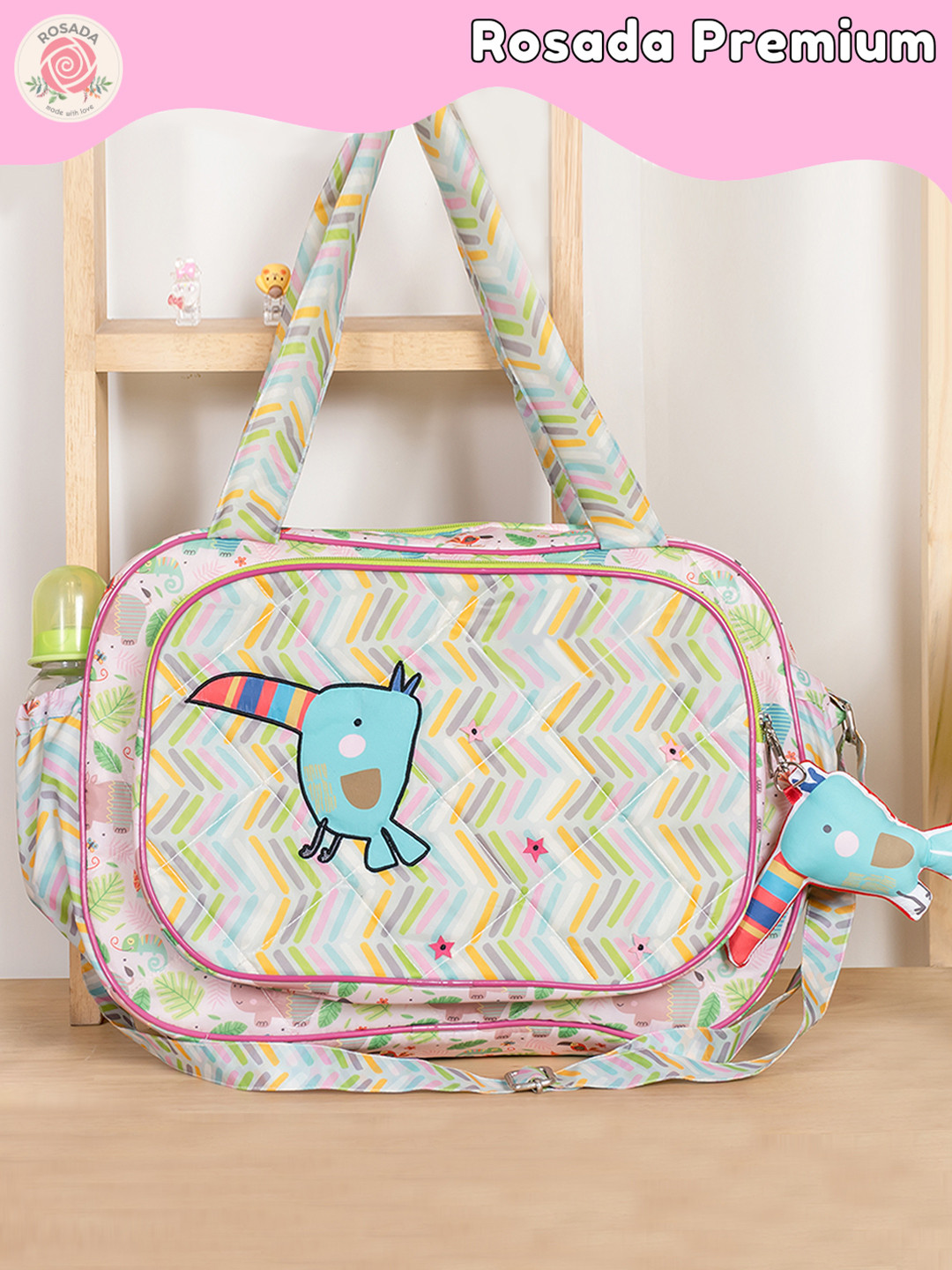 ROSADA Kids Hippo Printed With Toy Hanging Baby Diaper Bag