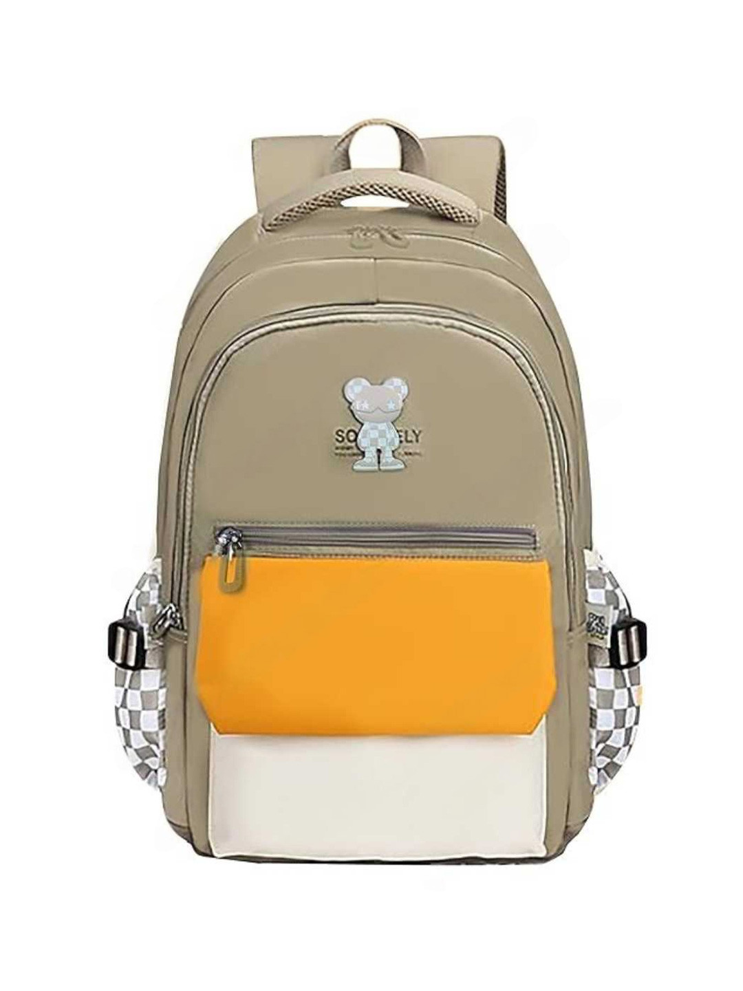 YK Kids Grey Colourblocked Anti-Theft Features Backpack
