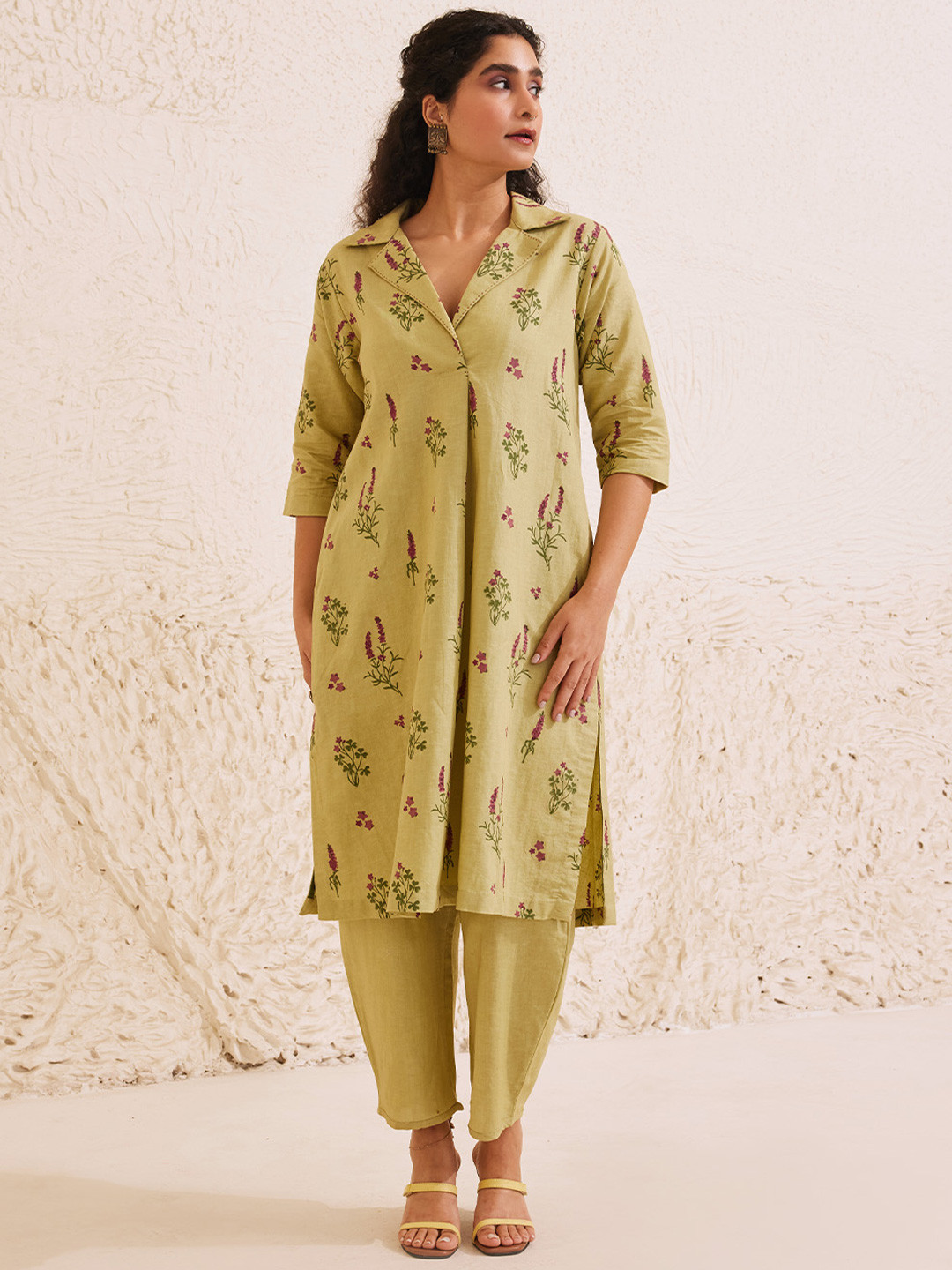Dressfolk Hand-Block Printed Sage Green Co-Ord Set Tunic Set