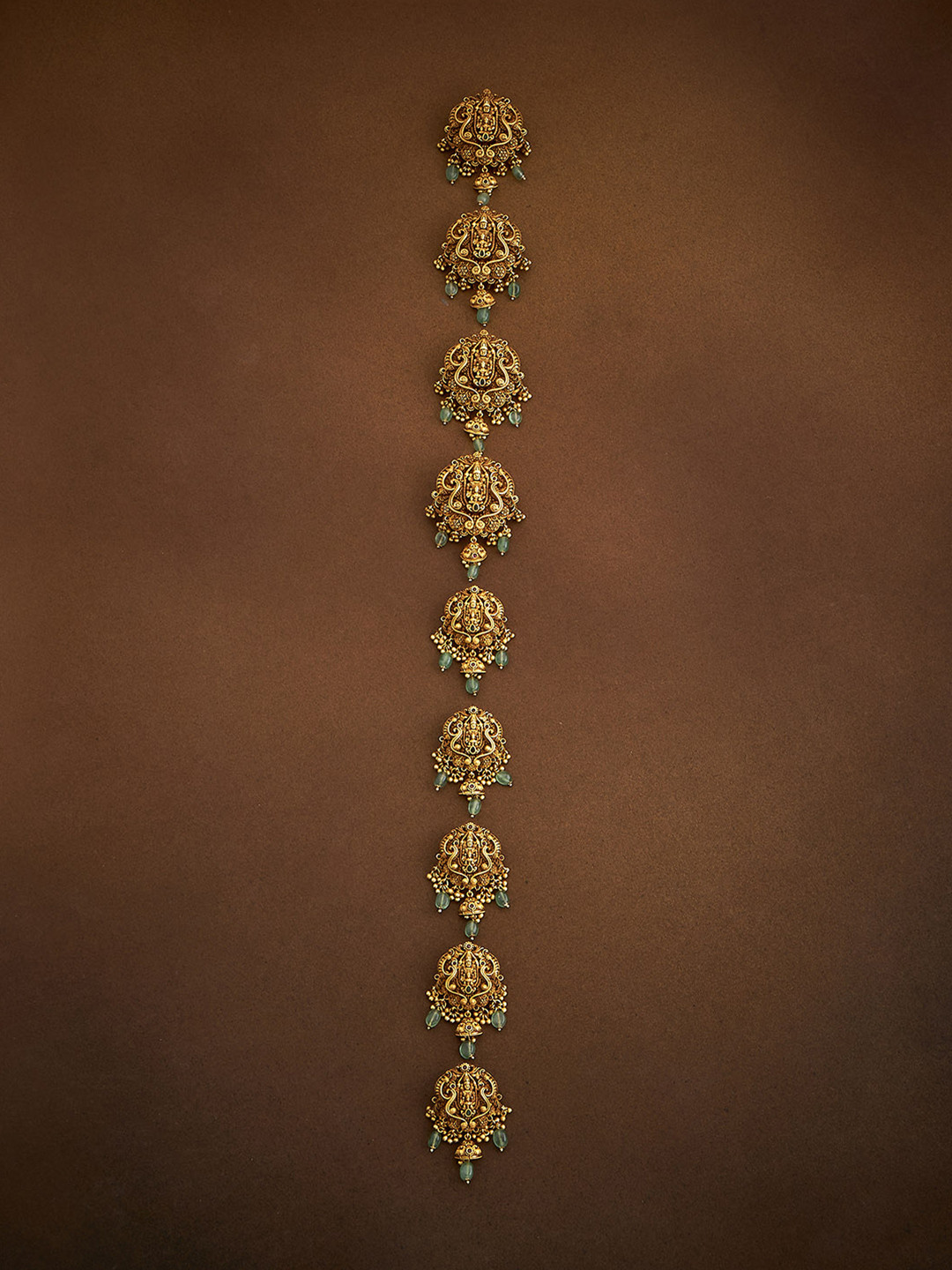 Kushal's Fashion Jewellery Women Ruby-Green Gold-Plated Ethnic Antique Hair Choti