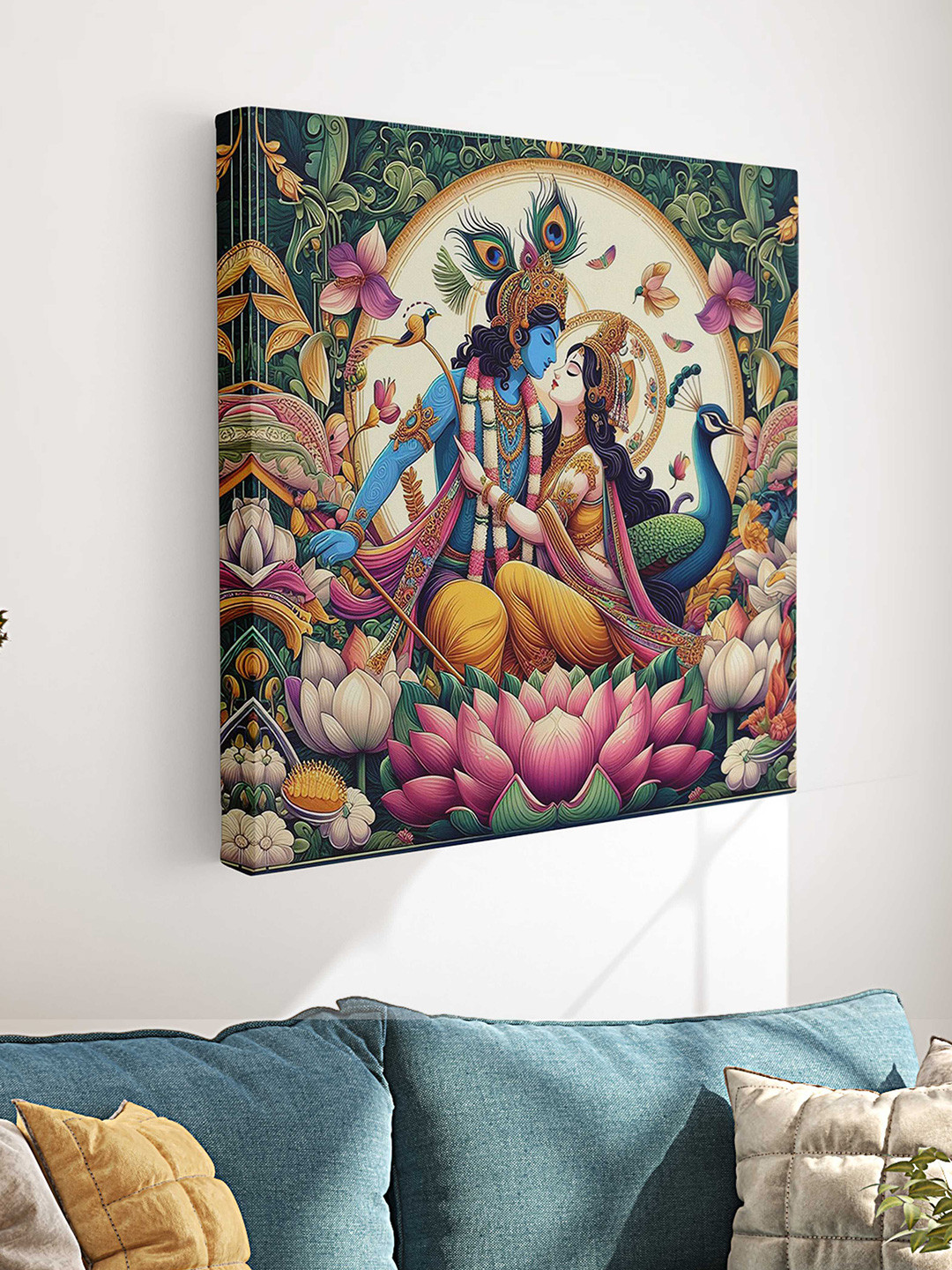 Myntra Elegant Homes Radha Krishna Canvas Wall Square Paintings Wall Art - 16 x 16 In
