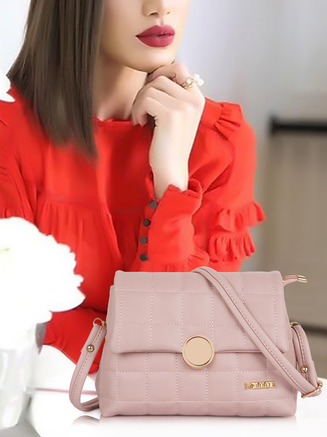 FOMMIL Women Sling Bag with Cut Work