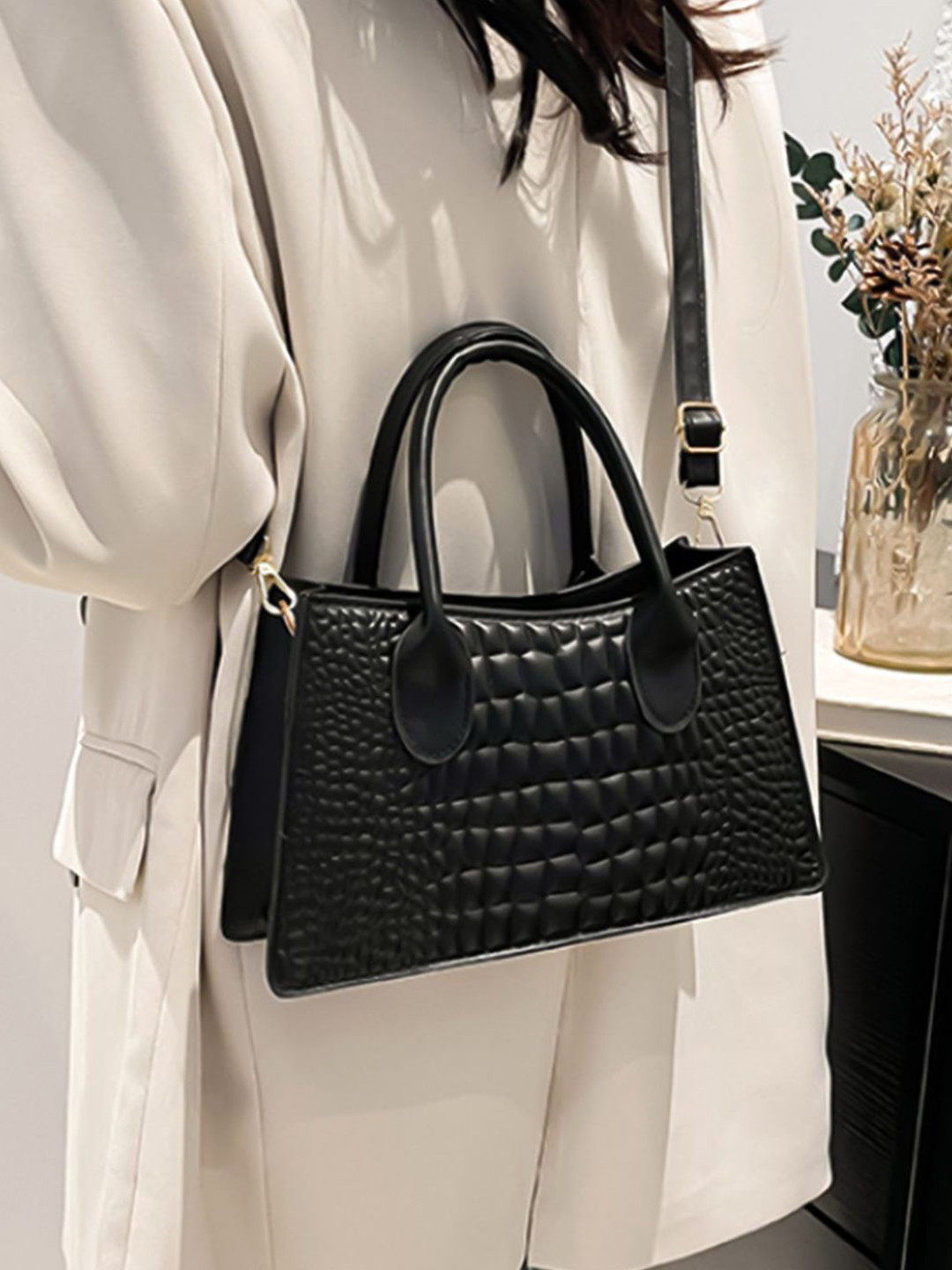 HAUTE SAUCE  Women Black Vegan Leather Hand Bag