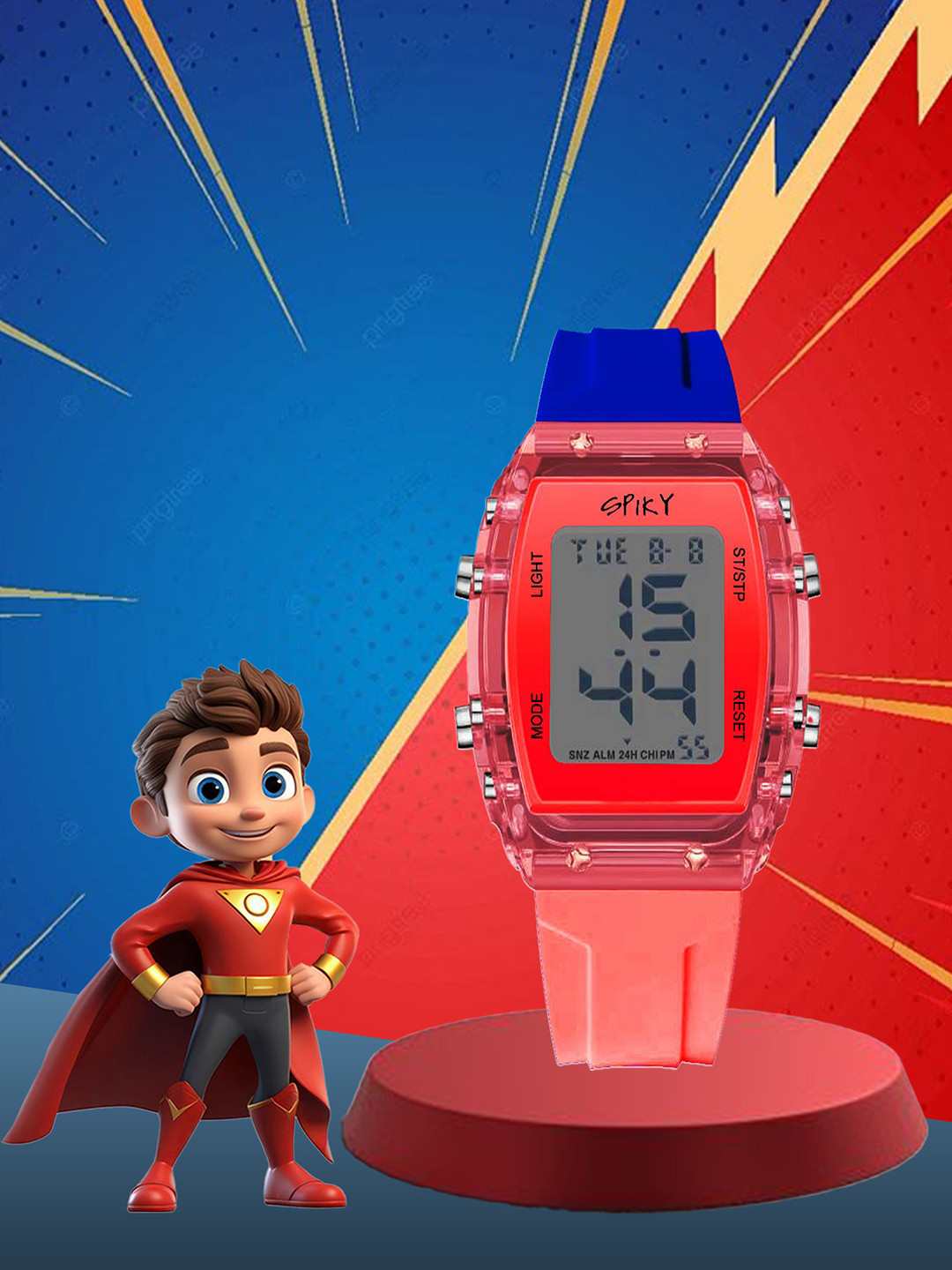 Spiky Unisex Kids Dial & Straps Digital Multi Function Automatic Watch SPKEVA36_C3_Red