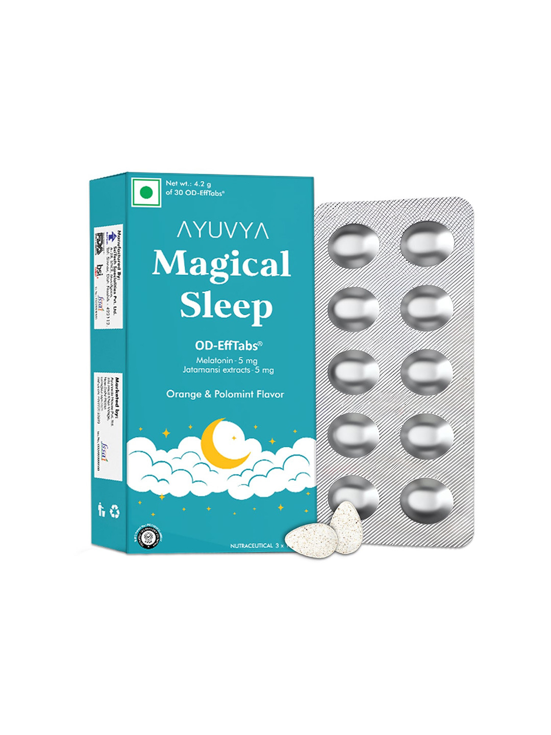 Ayuvya Magical Sleep Support Effervescent Pills With Melatonin - 30 Tablets