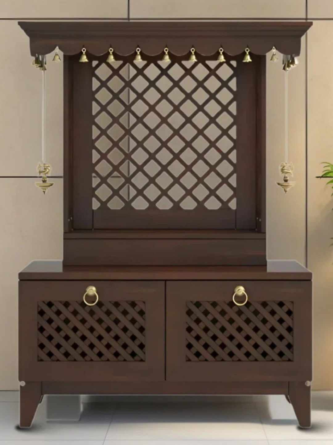 DZYN Furnitures Pravaha Brown Wooden Floor Temple