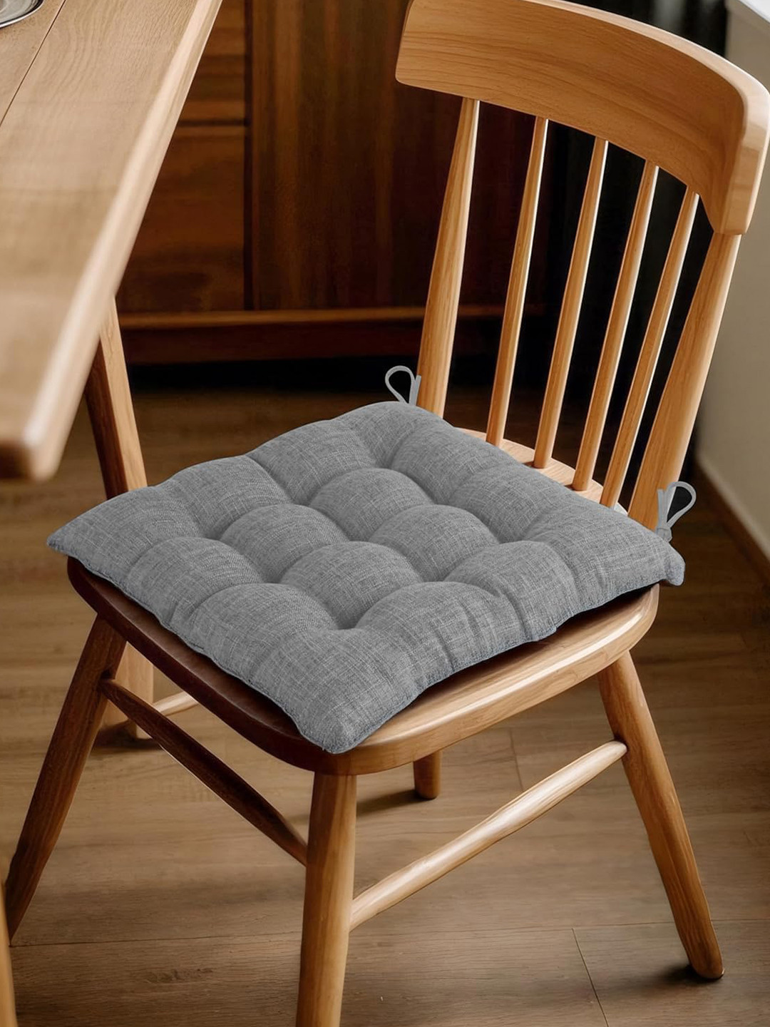 prettykrafts Grey Cotton Chair Pre-Filled Cushion