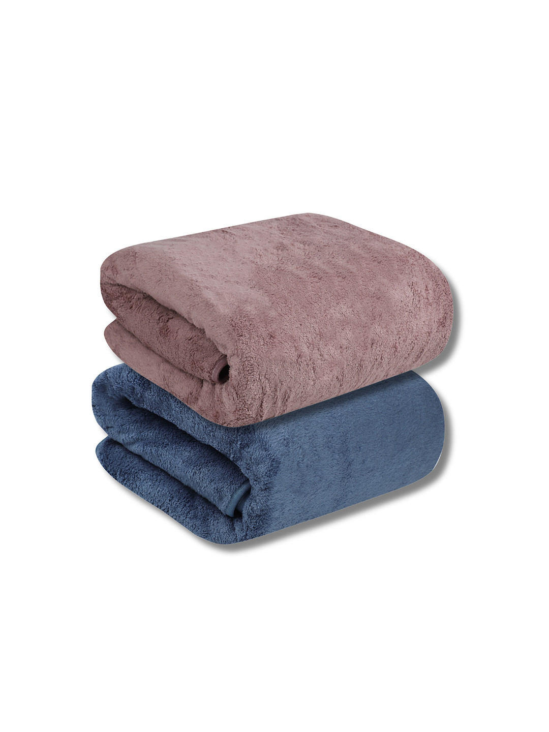 Fezora Navy Blue Solid Microfiber 400GSM Super Soft 2PCs Adult Regular Bath Towel-28x55In