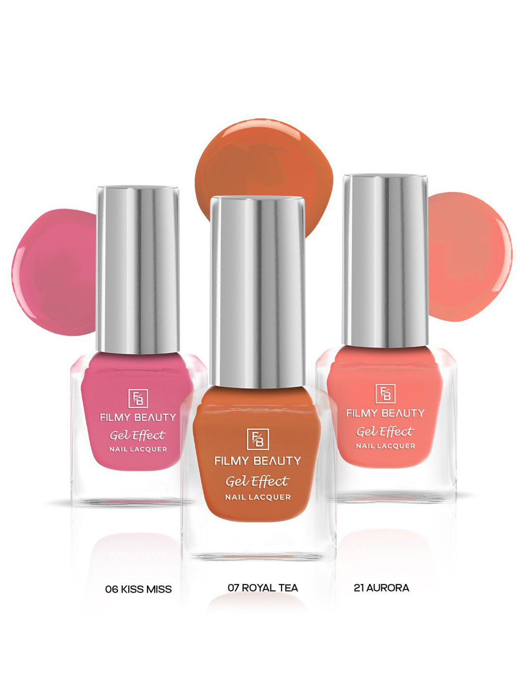 FILMY BEAUTY Set Of 3 High Gloss Gel Effect Nail Lacquer - 10 ml Each