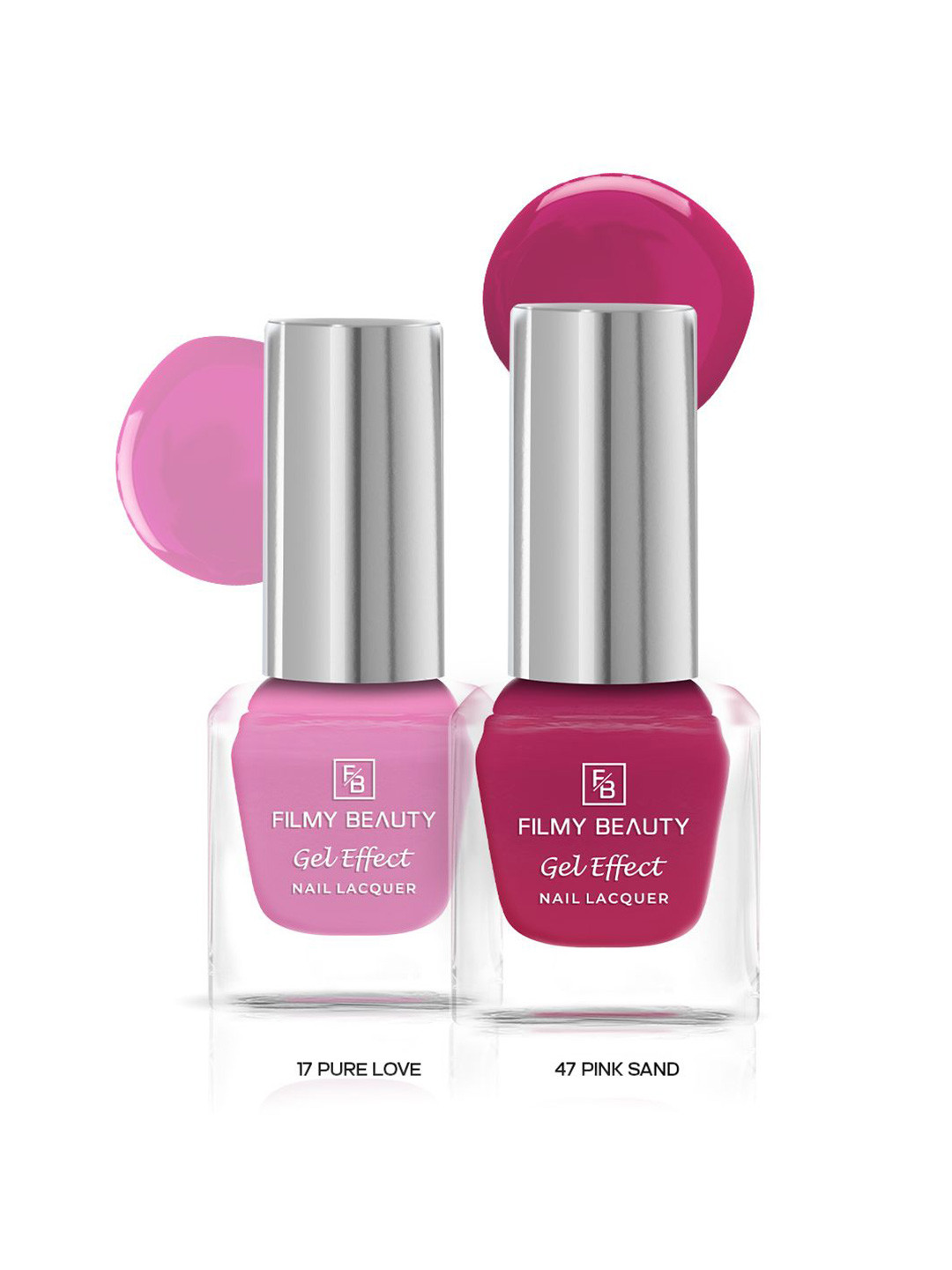 FILMY BEAUTY Set Of 2 Gel Effect Nail Polish- 10 ml Each- Pure Love 17- Pink Sand 47