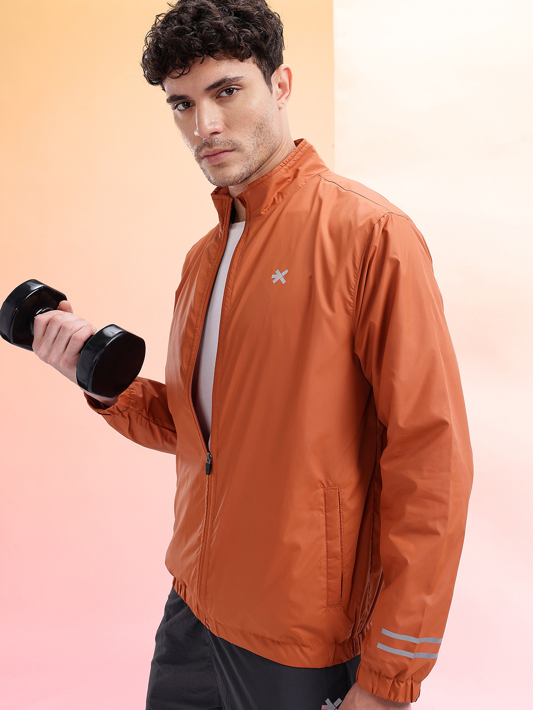 HRX by Hrithik Roshan Mock Collar Rapid-Dry Training Bomber Jacket with Reflective Element