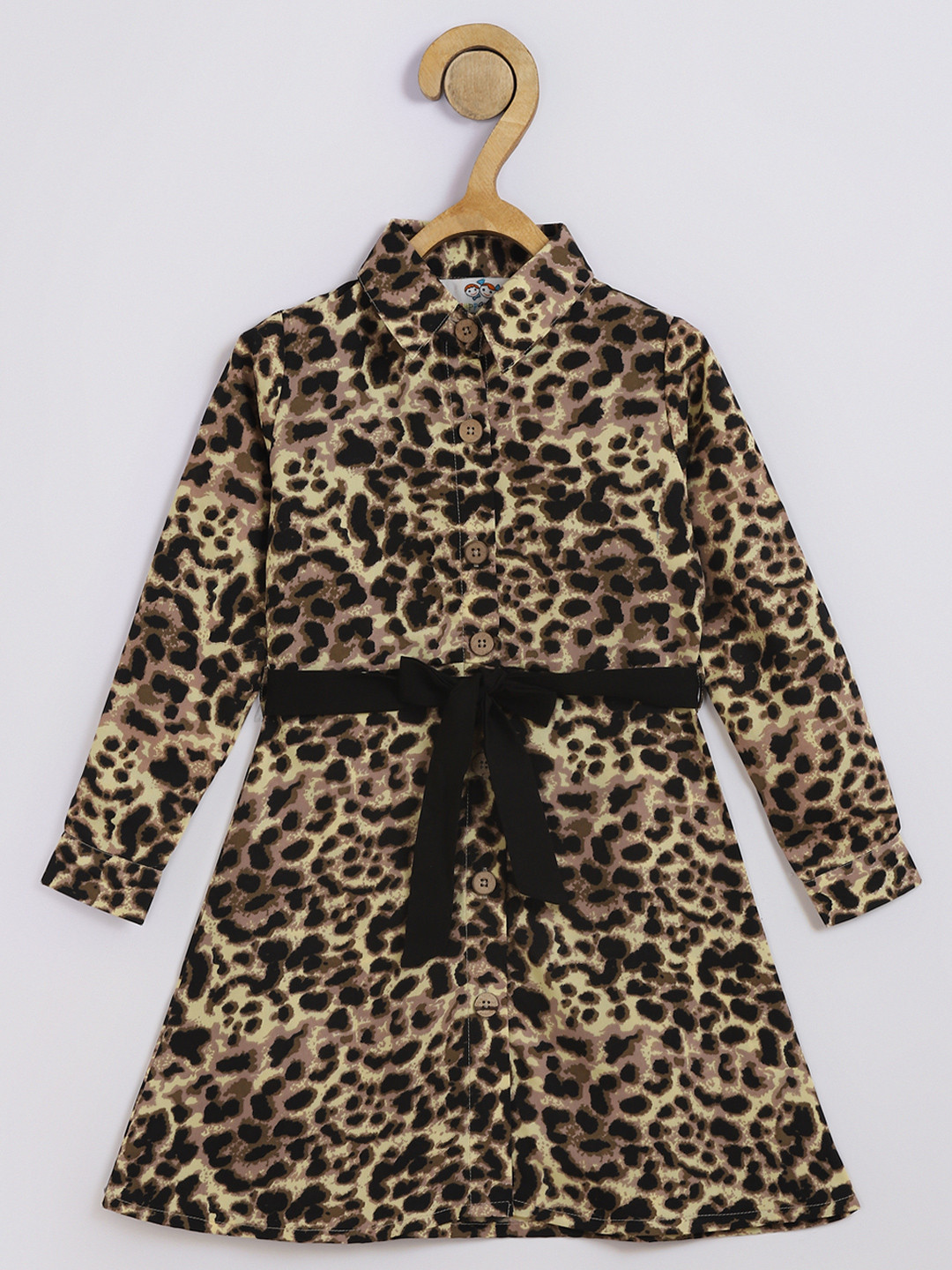 Chuppan chupai Girls Printed Lapel Coller Cuffed Sleeves Shirt Dress