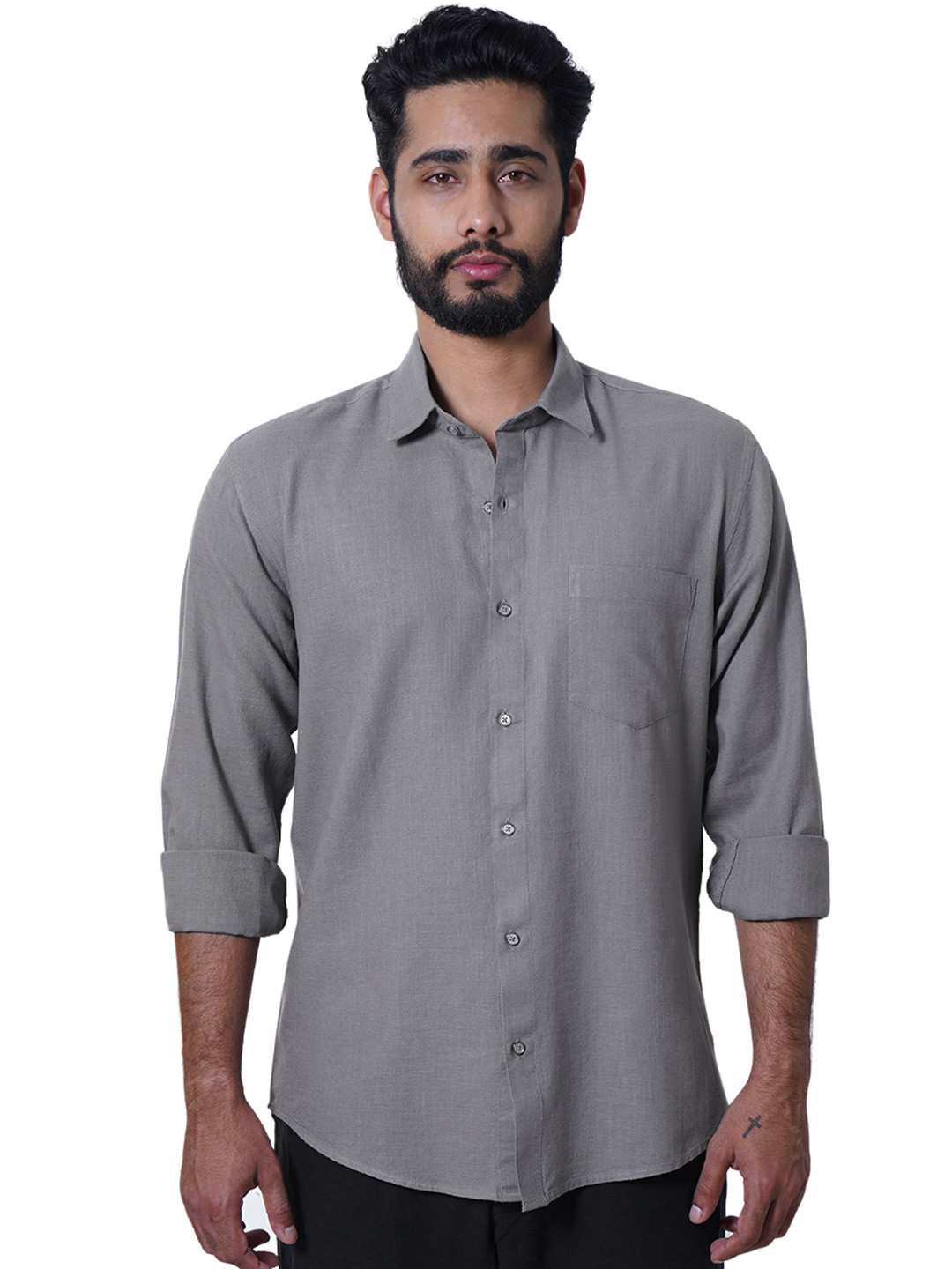 Putra Men Solid Linen Cotton Casual Shirt