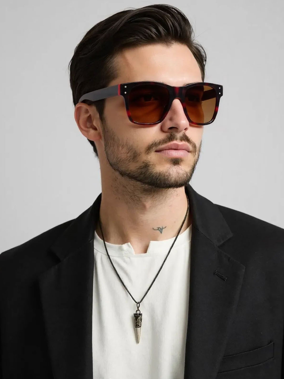 Ted Smith Unisex Brown Square Acetate Sunglasses With Polarised Lens