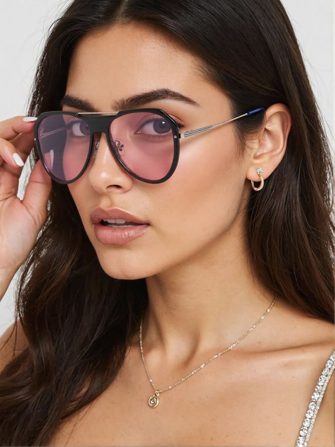 Ted Smith Unisex Orange Aviator Metal Sunglasses With Polarised Lens