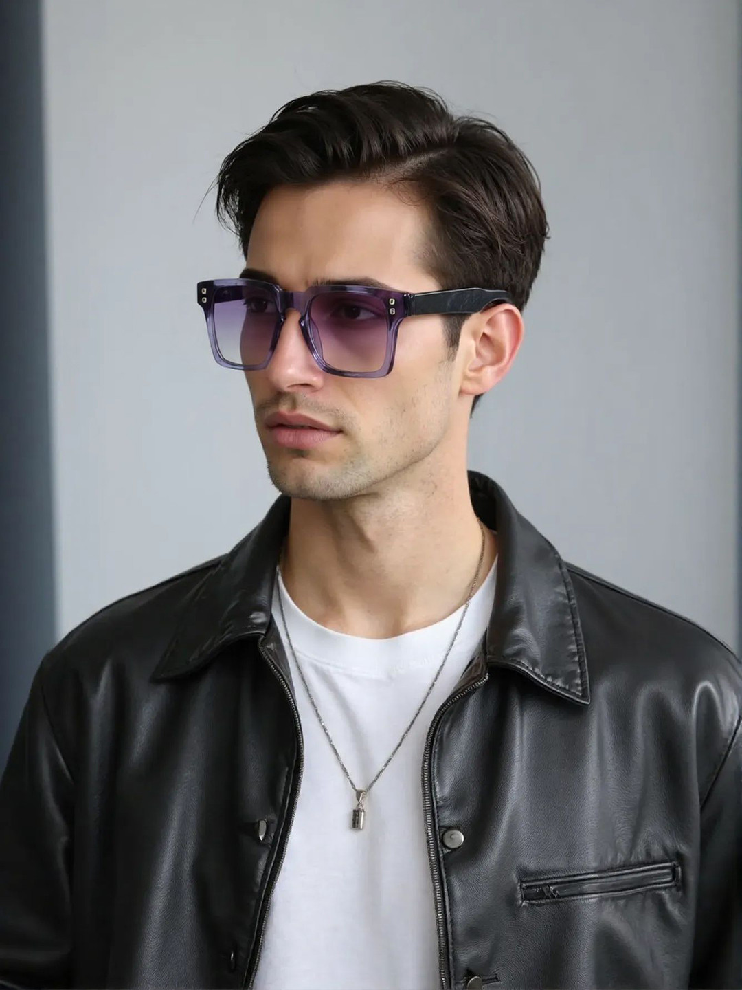 Ted Smith Unisex Grey Graded Square Premium Acetate Sunglasses With Polarised Lens