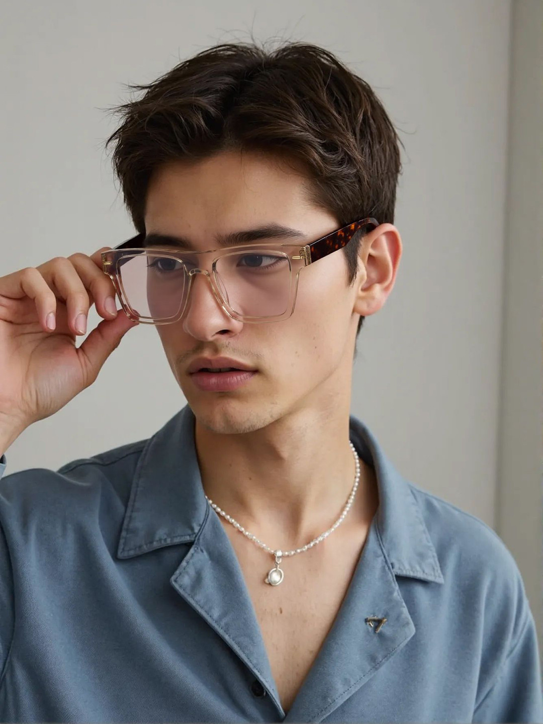 Ted Smith Unisex Light Brown Square Luxury Acetate Sunglasses With Polarised Lens