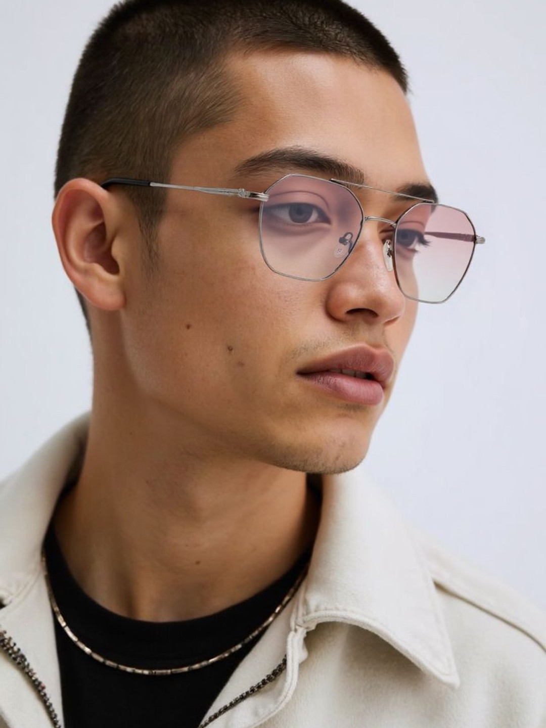 Ted Smith Unisex Silver-Light Brown Aviator Metal Sunglasses With Polarised Lens