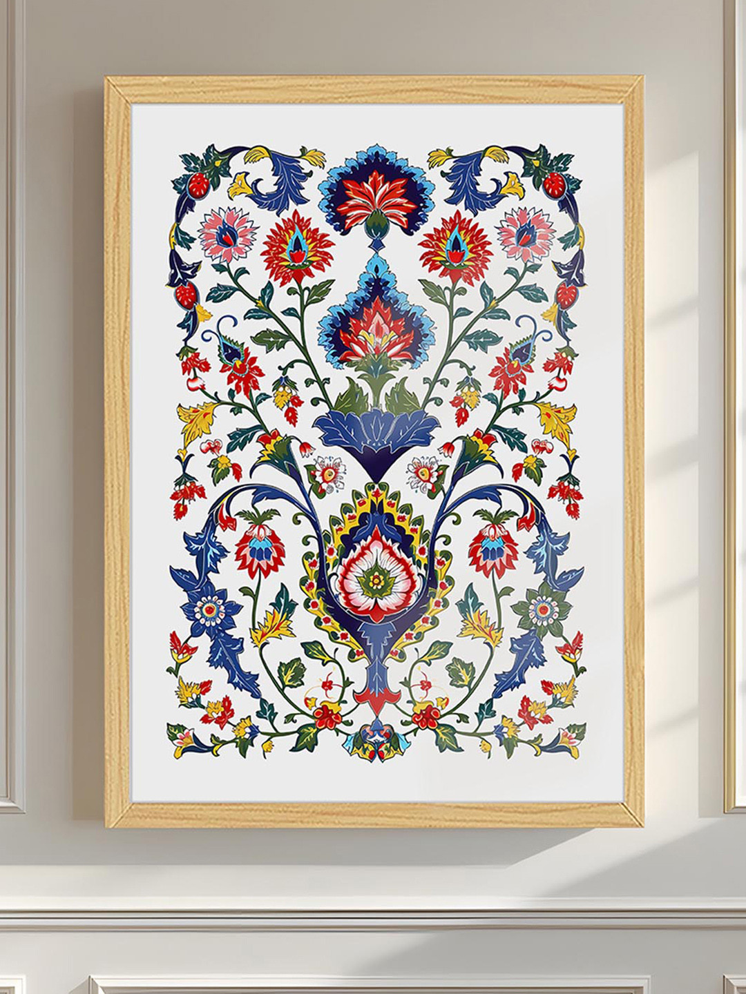 Art Street Turkish Floral Wood Wall Rectangle Paintings Wall Art -16.9 x 22.9 In