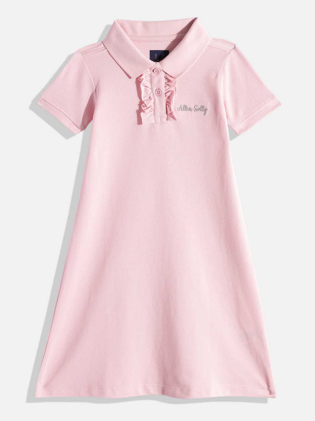 Allen Solly Junior Girls Ruffled Pure Cotton A-Line Dress