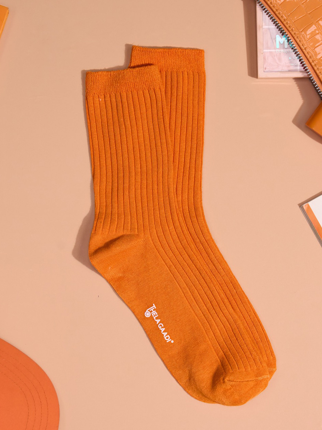 Thela Gaadi Unisex Calf length Ribbed Socks
