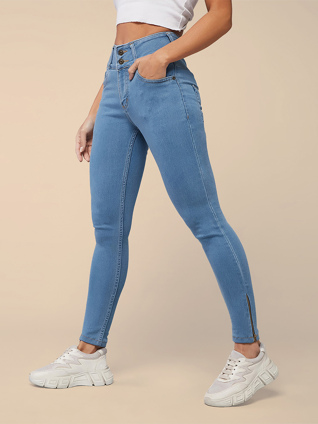 The Roadster Lifestyle Co. Women Skinny-Fit High-Rise Zipper Jeans